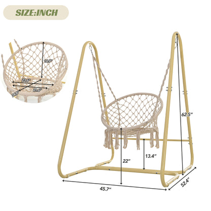 Swing Chair Handmade Macrame Swing Hammock Chair with Stand - Decoration - Quality Life