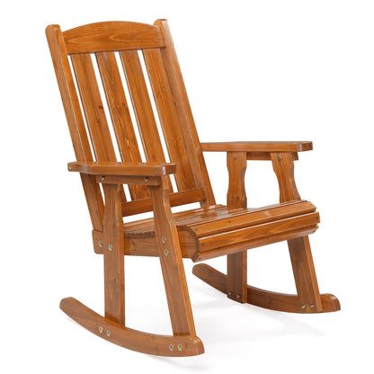 Teak color for vertical stripe back wooden rocking chair - Furniture - Quality Life