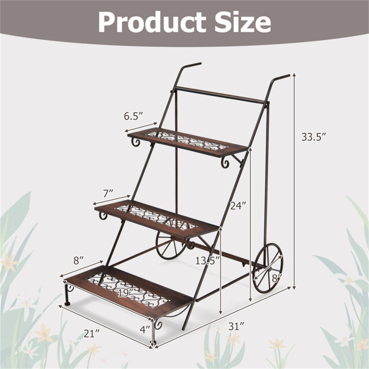 Three layer plant support with wheels - Decoration - Quality Life