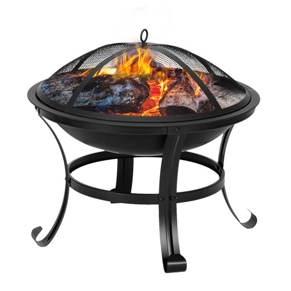 22" Curved Feet Iron Brazier Wood Burning Fire Pit Decoration for Backyard Poolside 0e7rxg-c0