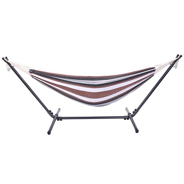 Professional Black & Silver Flowers Hammock Stand with Polyester Coffee Stripe Hammock 0e7rxg-c0