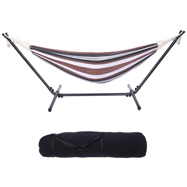 Professional Black & Silver Flowers Hammock Stand with Polyester Coffee Stripe Hammock 0e7rxg-c0